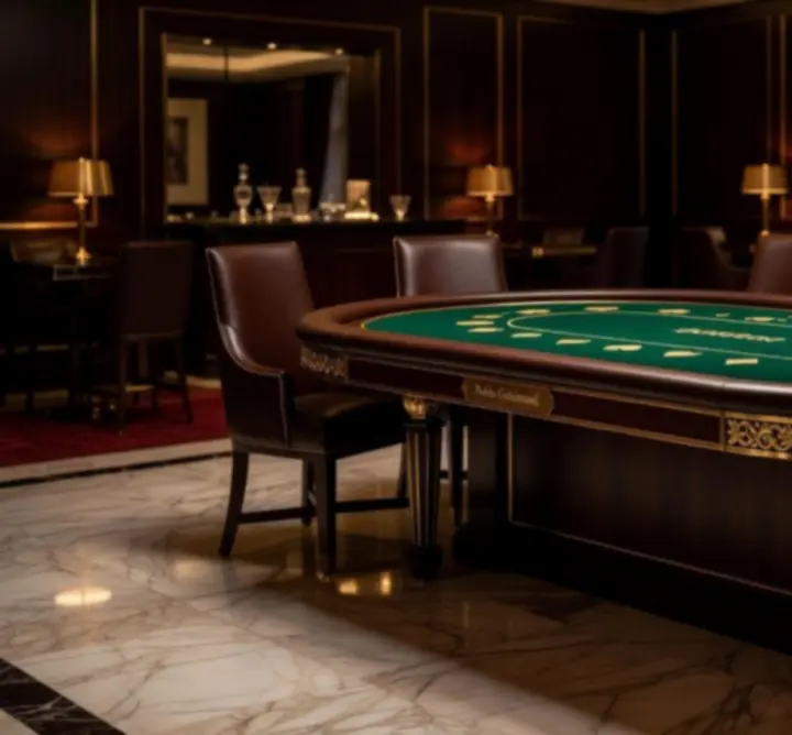 Luksusowy stół pokerowy w eleganckim kasynowym wnętrzu