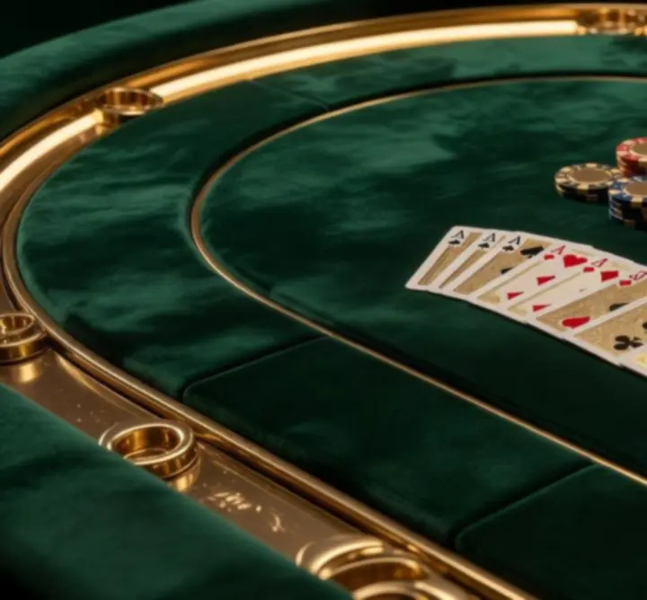 Zbliżenie na luksusowy stół pokerowy z wysokogatunkowymi materiałami