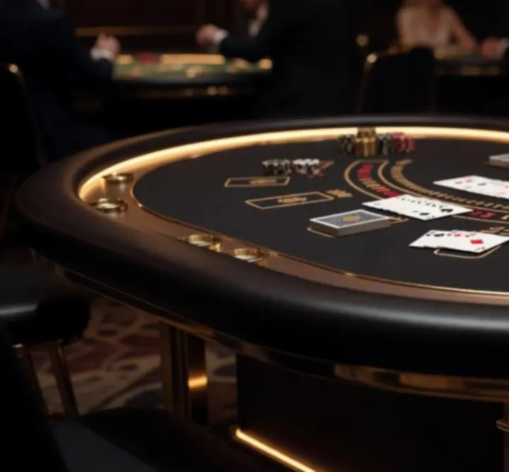 Stół do blackjacka z oświetleniem LED oraz złotymi detalami