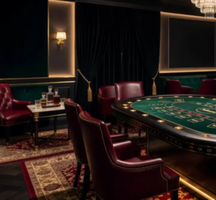 Stół pokerowy zintegrowany z eleganckim kasynowym wnętrzem